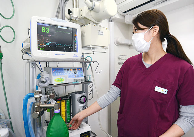 麻酔担当の獣医師や動物ケアスタッフを配置